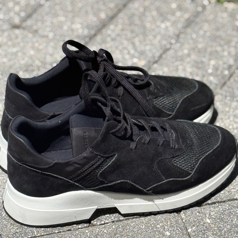 All Saints Suede Leather Modern Black Woman Sneakers